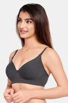 Juliet Padded Non-Wired Full Coverage T-Shirt Bra - Melange Black — thumbnail 4